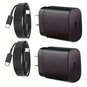 Set of 2 USB-C Type-C Rapid Fast Chargers Universal Compatible, Cable 3.9 Feet